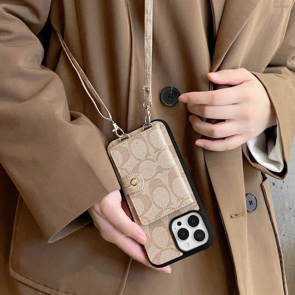 Coach iPhone Case With Wallet And  Strap White